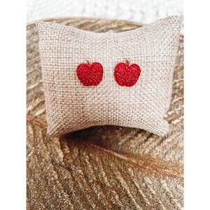 NEW GOLDEN STELLA women's apple crystal studs earrings in red